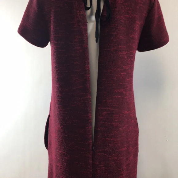 LOFT Red Knit Mini Sweater Dress Womens 4 Short Sleeve Tie Back Shift - Picture 7 of 11